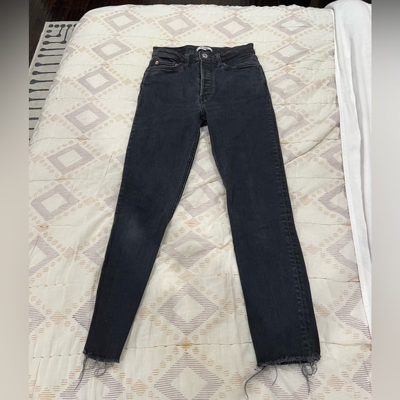RE/DONE 90’s originals ultra high waisted skinny distressed black jeans size 26 - Picture 9 of 15